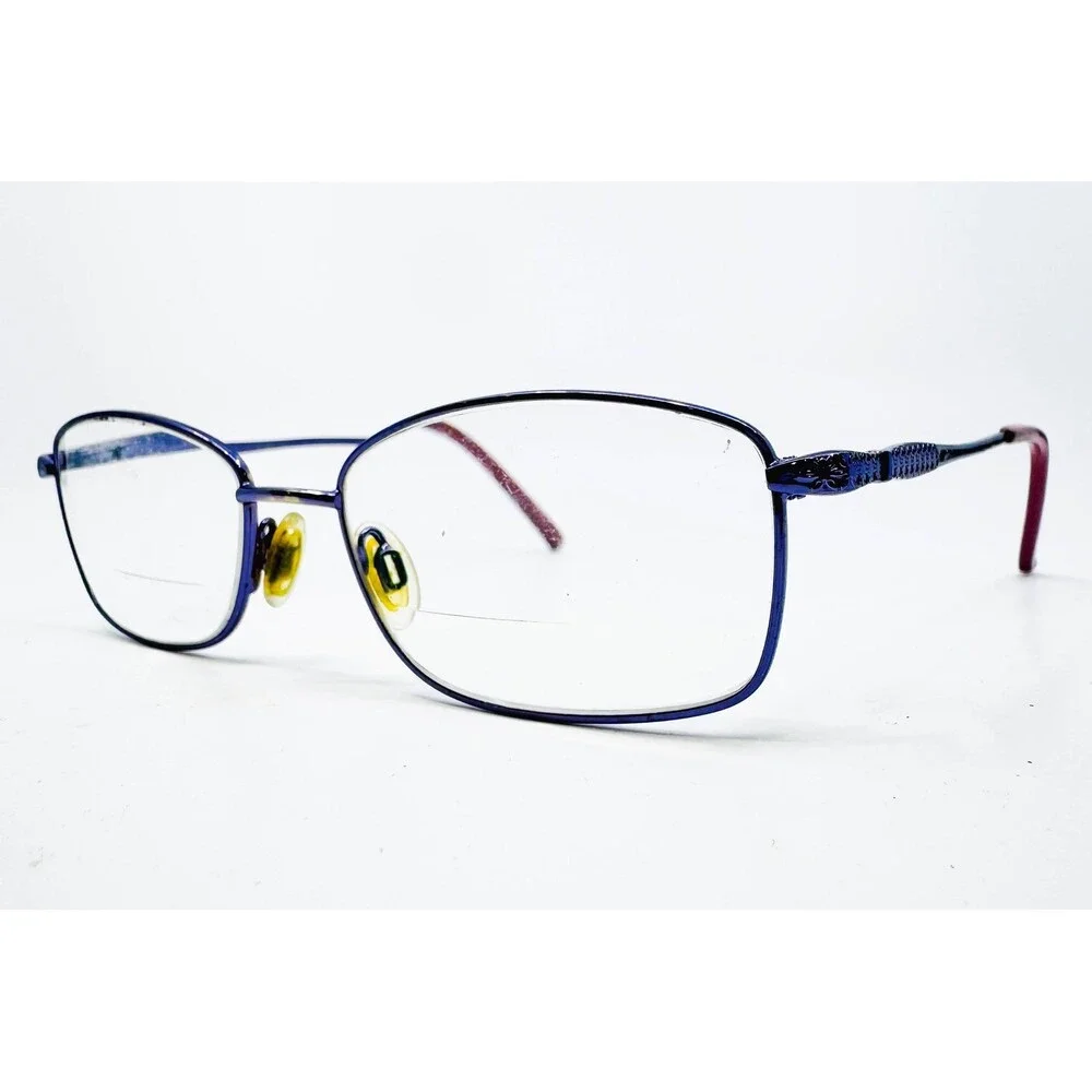 Enhance Eyeglasses Womens Shiny Purple Metal Rectangular Frame 4085 52-17-135